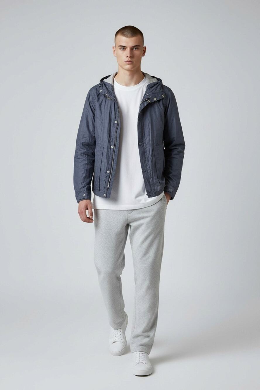 Windbreaker Jacket M Men's Burberry Sport Navy Hooded Rain Luxury Designer